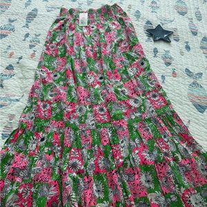 Lilly Pulitzer Hot Pink & Kelly Green Floral Patchwork cover up